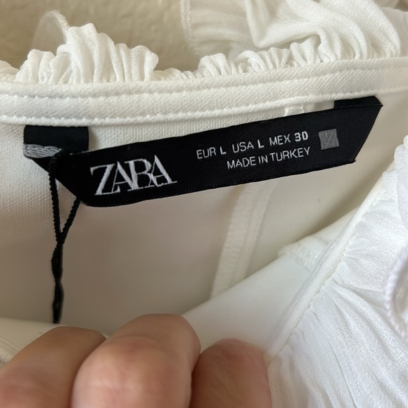 ZARA PLEATED RUFFLES BLOGGER  FAVORITES MINI DRESS SIZE LARGE - Picture 10 of 12